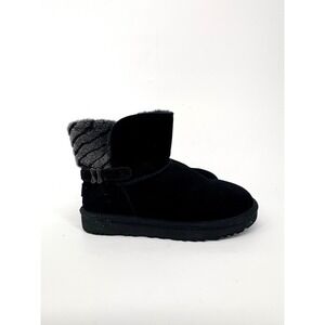 UGG Australia Boot Women 7 Black Suede Adria Sheepskin 1013306